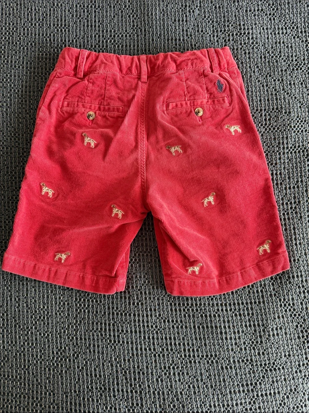 Polo by Ralph Lauren Red Embroidered Dog Motif Shorts